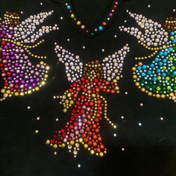 Quacker Factory Black Top with Angel Design - Picture 3 of 7